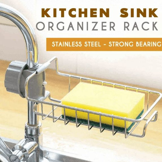AABRION Containers Kitchen Rack Stainless Steel Sink Sponge Tap Organizer for Kitchen Faucet Shelf Steel