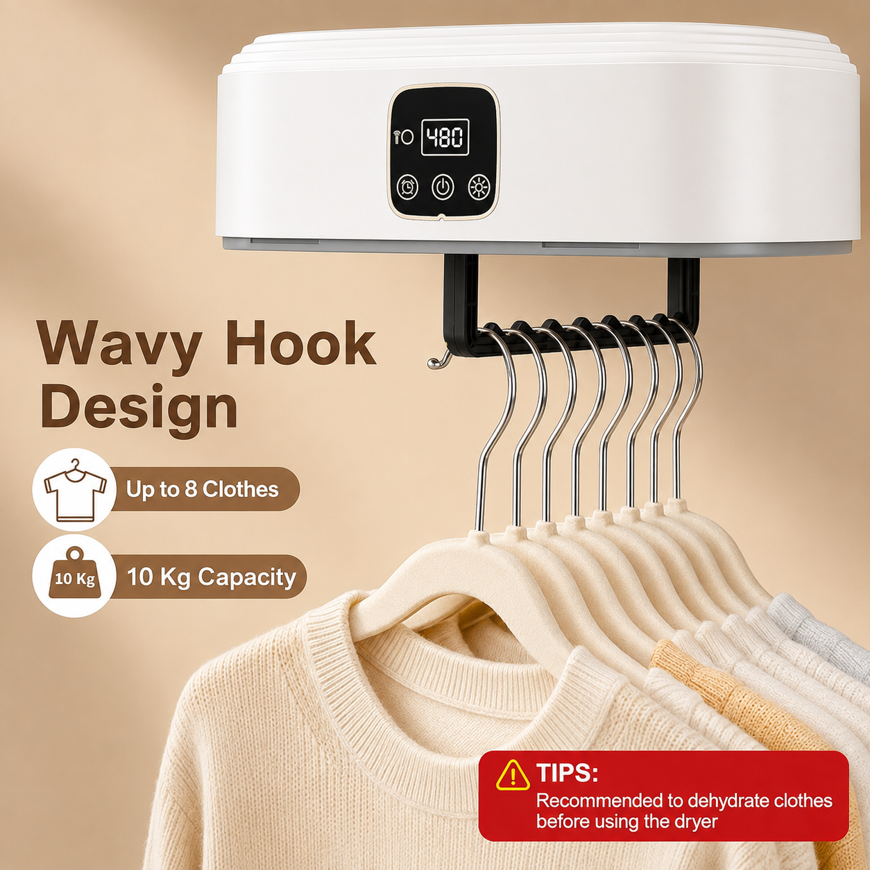 Foldable Electric Clothes Dryer with Hot Air Drying | Portable Mini Cloth Drying Machine for 7-8 Clothes